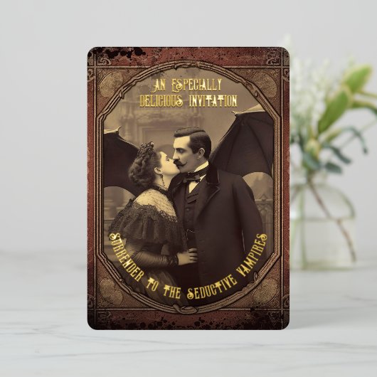 ヴィンテージヴァンパイアキスドラキュラハローウィンパーティ 箔シーズンカード (立ち正面)