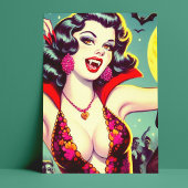 ヴィンテージヴァンパイアホラーガール ポストカード