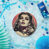 ヴィンテージヴァンパイア女性 ペーパープレート (パーティー)