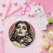 ヴィンテージヴァンパイア女性 ペーパープレート (パーティー)