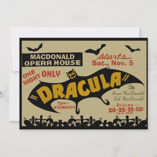 ヴィンテージヴァンパイマーキーカスタム文字ハロウィーン 招待状 (正面)