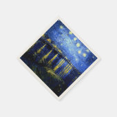 ヴィンテージヴァン素晴らしゴッホアート、Rhone上空の星空 スタンダードカクテルナプキン (角)