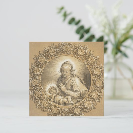 ヴィンテージヴァージンマリア&イエスの宗教新年 カード (スタンド正面)