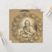 ヴィンテージヴァージンマリア&イエスの宗教新年 カード (正面/裏面インサイチュ)