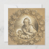 ヴィンテージヴァージンマリア&イエスの宗教新年 カード (正面)