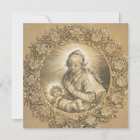 ヴィンテージヴァージンマリア&イエスの宗教新年 カード (正面)