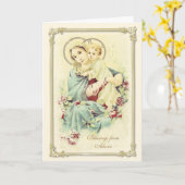 ヴィンテージヴァージンマリーイエスカトリックカード カード (黄色い花)