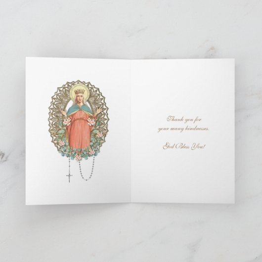 ヴィンテージヴァージンマリーカトリック祈りの言葉宗教  カード (内部)