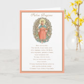 ヴィンテージヴァージンマリーカトリック祈りの言葉宗教 カード (黄色い花)