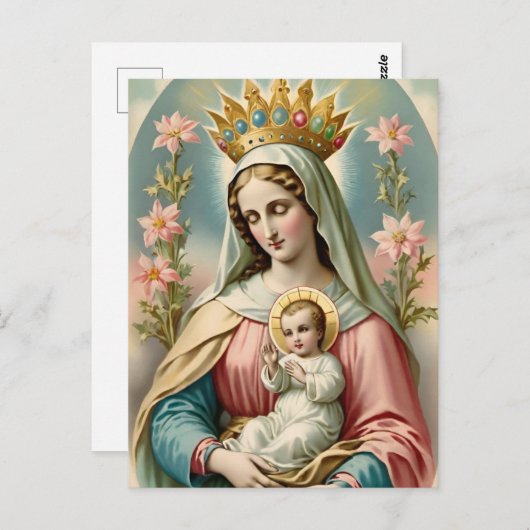 ヴィンテージヴァージンメアリーカソリック葉書 ポストカード (正面/裏面)
