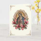 ヴィンテージヴァージンメアリーグアダルーペ宗教カトリック カード (黄色い花)