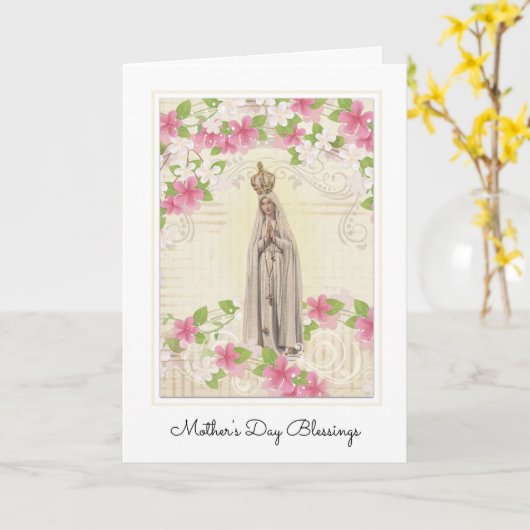 ヴィンテージヴァージンメアリーファティマイエス宗教的 カード (黄色い花)