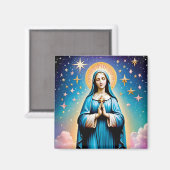 ヴィンテージヴァージンメアリーマグネット、カトリック マグネット (正面/裏面)