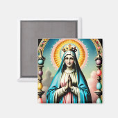 ヴィンテージヴァージンメアリーマグネット、カトリック マグネット (正面/裏面)