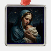 ヴィンテージヴァージンメアリー&イエズスクリスマス出生 メタルオーナメント (正面)