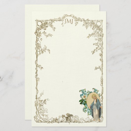 ヴィンテージヴァージンメアリ宗教カトリック 便箋 (正面/裏面)