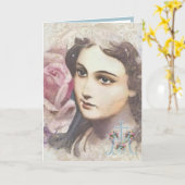 ヴィンテージヴァージンメアリ宗教水カラークロスCa カード (黄色い花)