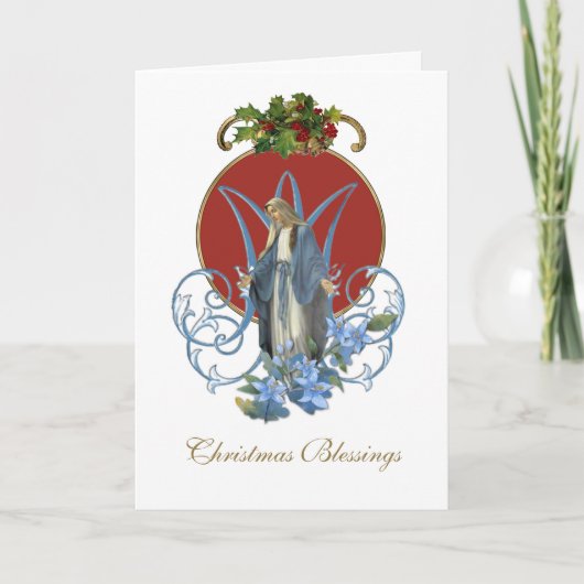 ヴィンテージヴァージンメリーカトリック宗教クリスマス カード (正面)