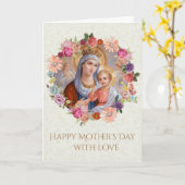 ヴィンテージヴァージンメリーチャイルドイエズエンジェルスバラ カード (黄色い花)