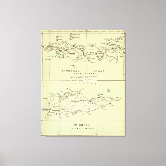ヴィンテージヴァージン諸島の地図（1853年） キャンバスプリント (正面)