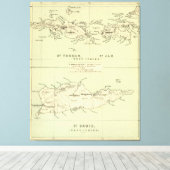 ヴィンテージヴァージン諸島の地図（1853年） キャンバスプリント (インサイチュ (ウッドフロア))