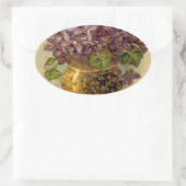 ヴィンテージヴィオレットゴールデン花瓶ステッカー 楕円形シール (バッグ)