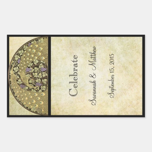 ヴィンテージヴィネヤードアーチアントルヌーボーピーコック 長方形シール (正面)