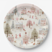 ヴィンテージヴィレッジピンククリスマス ペーパープレート (正面)