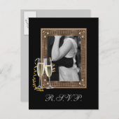 ヴィンテージヴィンテージシャンパングラスウェディングRSV インビテーションポストカード (正面/裏面)