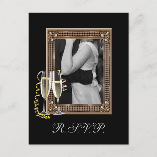 ヴィンテージヴィンテージシャンパングラスウェディングRSV インビテーションポストカード (正面)