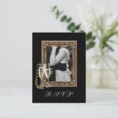 ヴィンテージヴィンテージシャンパングラスウェディングRSV インビテーションポストカード (スタンド正面)