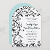 ヴィンテージヴィンテージフローラ旋回結婚式招待状 招待状 (正面/裏面)