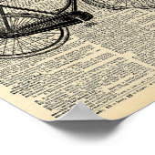 ヴィンテージヴィンテージ辞書の花付き自転車 ポスター (角)