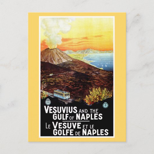 ヴィンテージヴェスビウス湾ナポリイタリアン旅行 ポストカード (正面)