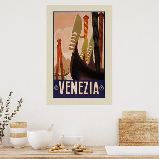 ヴィンテージヴェネジア |ヴェネツィア・イタリア旅行（23.6x36インチ） ポスター (キッチン)