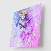 ヴィンテージヴェネチアンマスクアート,カーニバルダンス,イタリア スクエア壁時計 (傾斜)