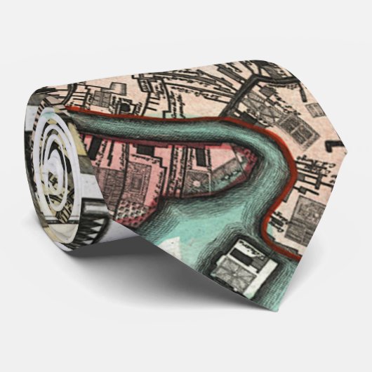 ヴィンテージヴェネツィアの地図(1729) ネクタイ (ロール)