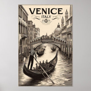 ヴィンテージヴェネツィアイタリアのゴンドラ旅行ポスター ポスター