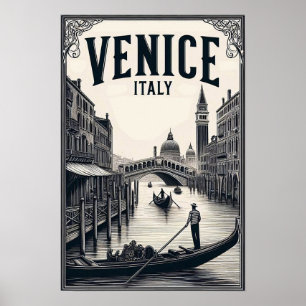 ヴィンテージヴェネツィアイタリアのゴンドラ旅行ポスター ポスター