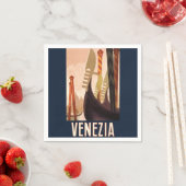 ヴィンテージヴェネツィアイタリアゴンドラトラベル スタンダードカクテルナプキン (インサイチュ)