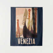ヴィンテージヴェネツィアイタリアゴンドラトラベル タペストリー (正面)