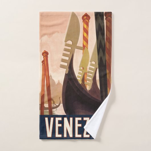 ヴィンテージヴェネツィアイタリアゴンドラトラベル バスタオルセット (ハンドタオル)