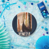 ヴィンテージヴェネツィアイタリアゴンドラトラベル ペーパープレート (パーティー)