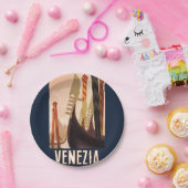 ヴィンテージヴェネツィアイタリアゴンドラトラベル ペーパープレート (パーティー)