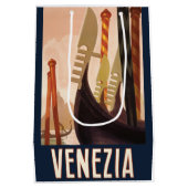 ヴィンテージヴェネツィアイタリアゴンドラトラベル ミディアムペーパーバッグ (裏面)