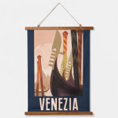 ヴィンテージヴェネツィアイタリアゴンドラトラベル 吊り下げ型タペストリー (正面)