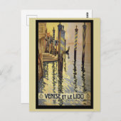 ヴィンテージヴェネツィアイタリアゴンドラ運河トラベル ポストカード (正面/裏面)