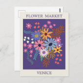 ヴィンテージヴェネツィアイタリアフラワーマーケットトラベル ポストカード (正面/裏面)