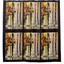 ヴィンテージヴェネツィアイタリア旅行ポスターシャワーカーテン