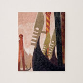 ヴィンテージヴェネツィアゴンドラ旅行イラストレーションアート ジグソーパズル (縦)